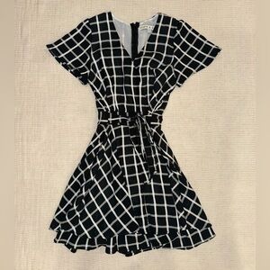 Stylish Black and White Checkered Mini Dress